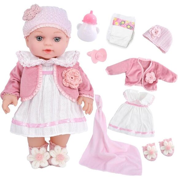 12" Girl Baby Dolls Playset Adoption Realistic Soft Doll with Clothes. NIB - Picture 1 of 7